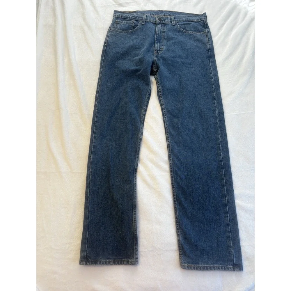 Levis 505‎ Jeans Mens 38x34 Blue Medium Wash Stretch Straight Denim Workwear